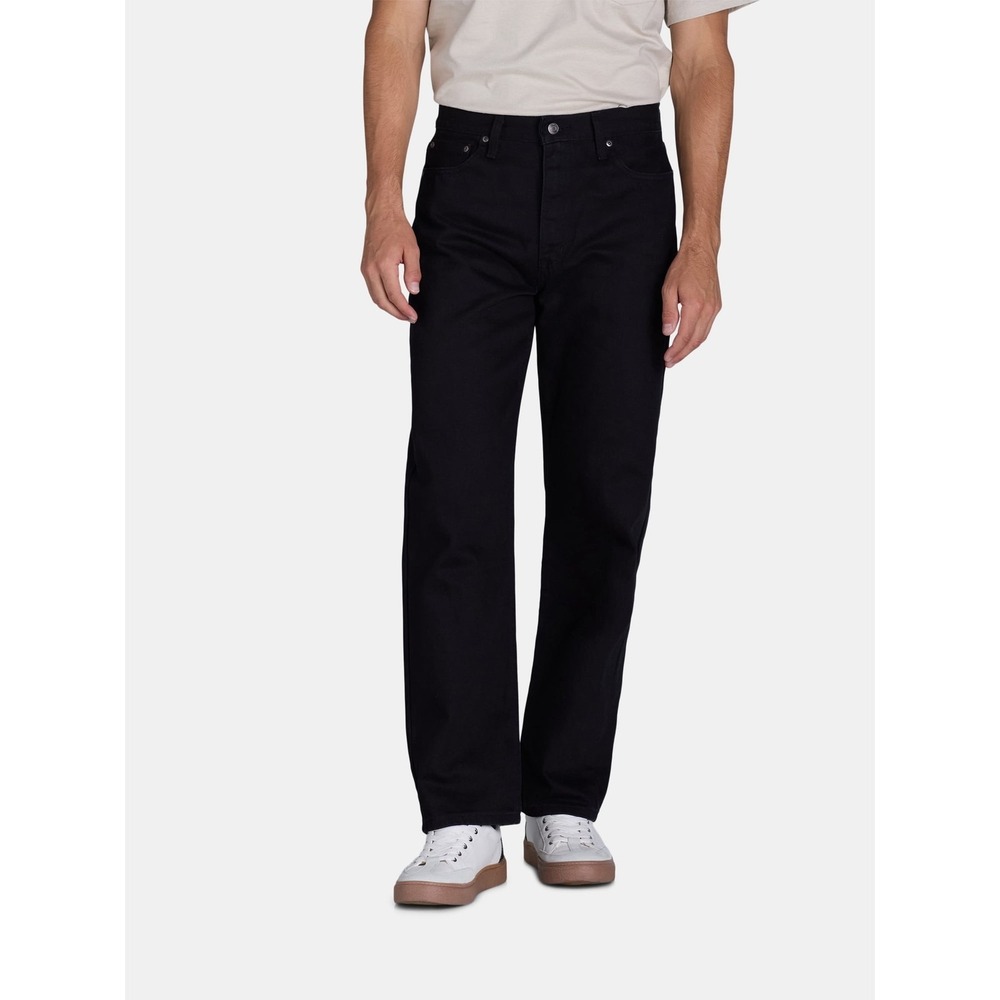 George Mens 100% Cotton Relaxed Fit Mid Rise Jeans Solid Black Size 33 x 30